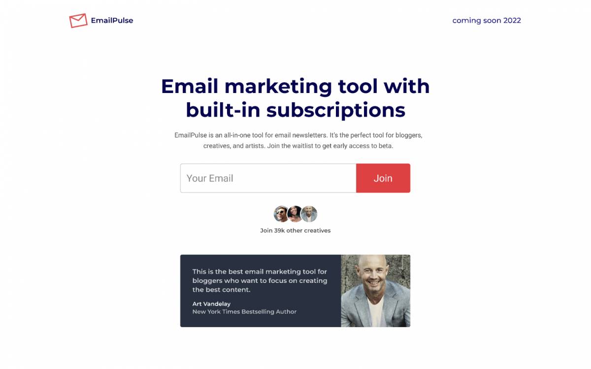 Figma Coming Soon Page For SaaS Email Marketing Tool