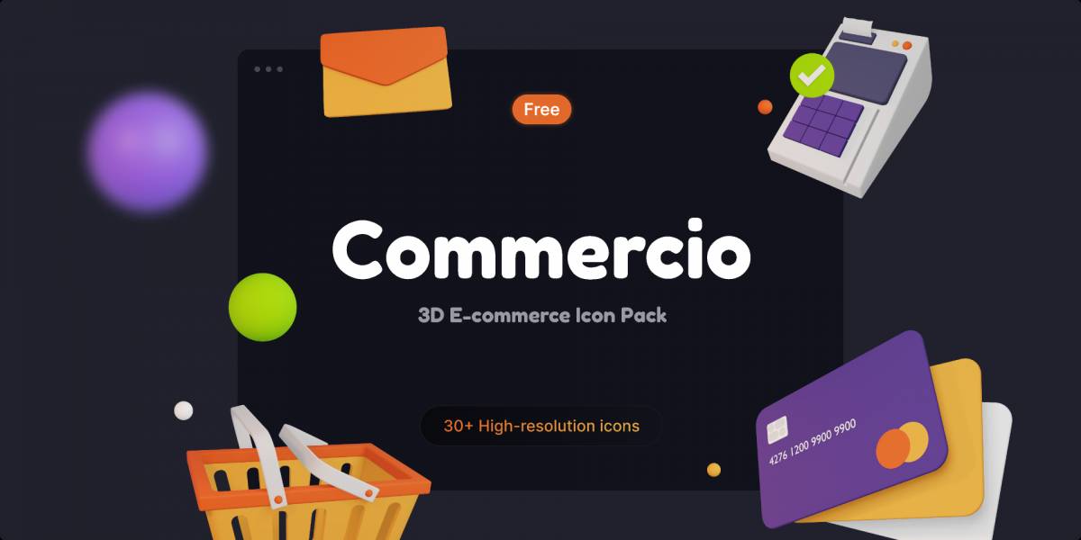 Figma Commercio Free 3D E-commerce Icon Pack
