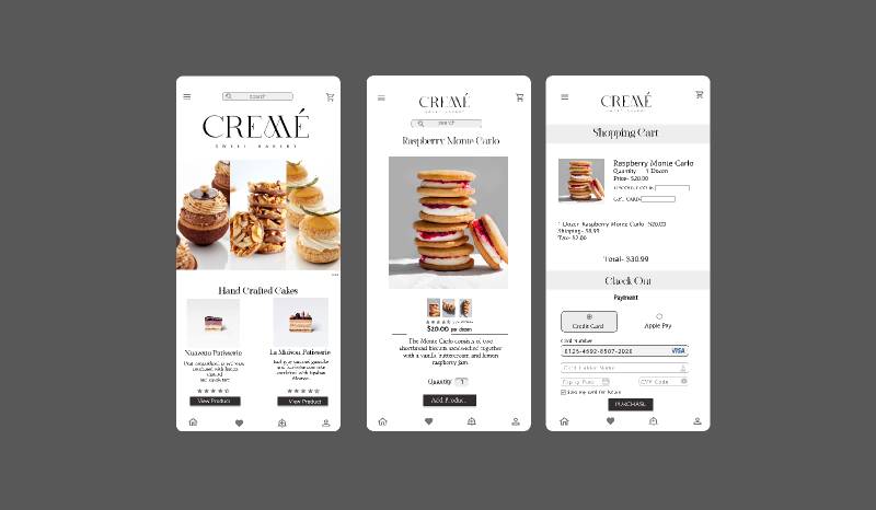Figma creme online bakery app
