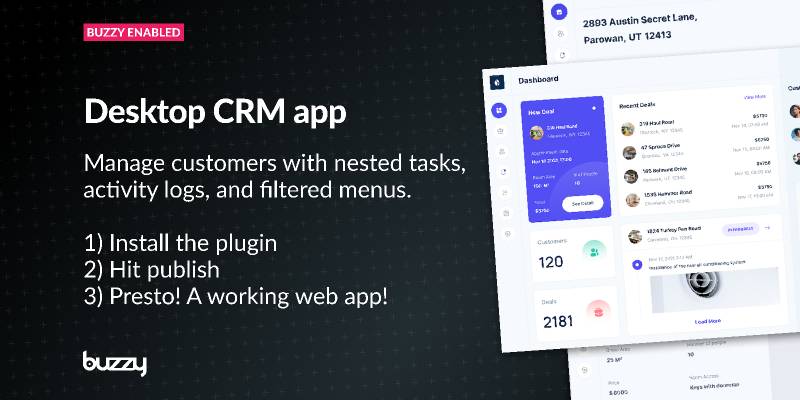 Figma CRM app with customers, deals, nested data, tasks