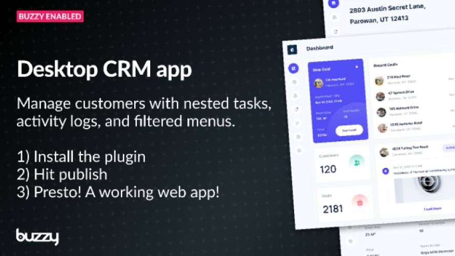 Figma CRM app with customers, deals, nested data, tasks
