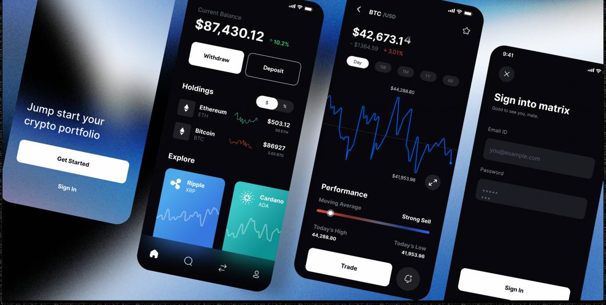 Figma Crypto App Design Dark UI Kit