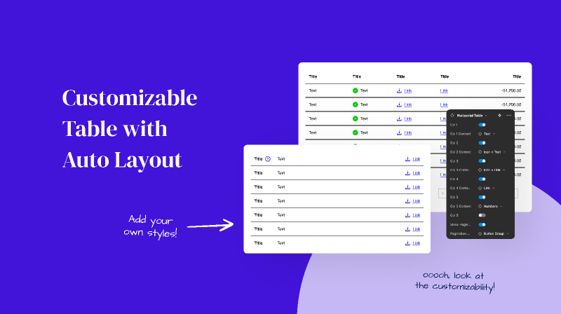 Figma Customizable Table Component