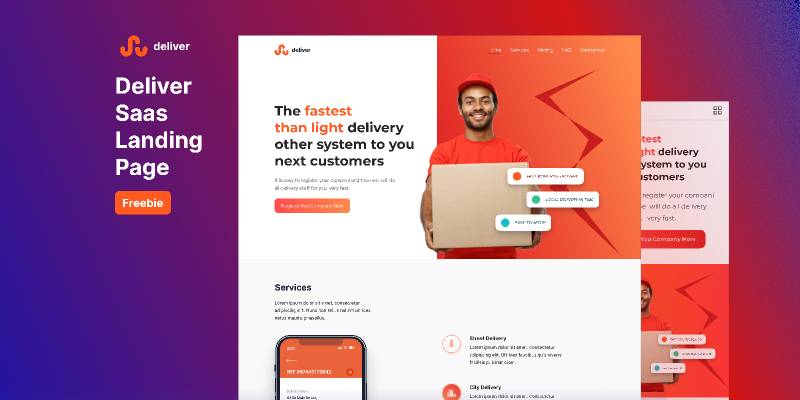 Figma Deliver Saas Landing Page Free Download