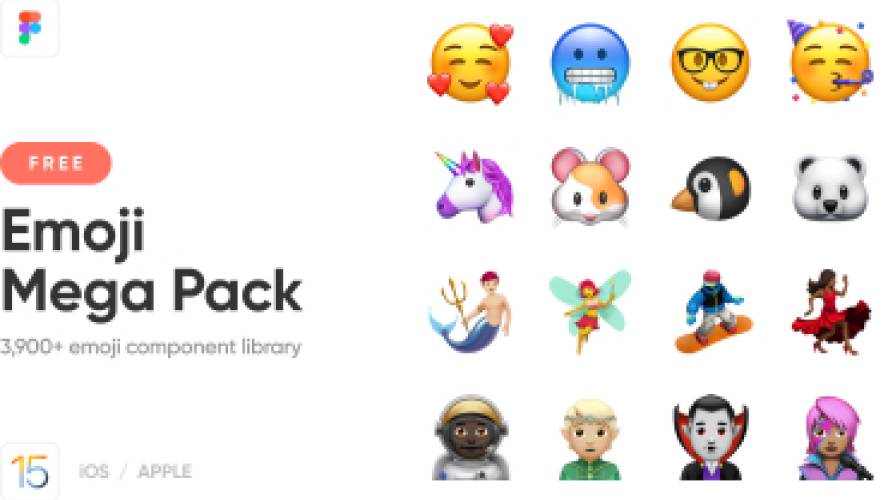 Figma Emoji Mega Pack 3.9K  iOS Apple Emojis