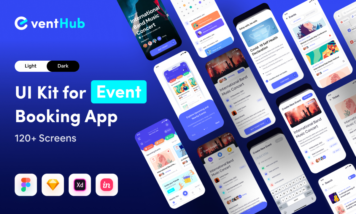 Figma Event Booking App (EventHub) Free Download