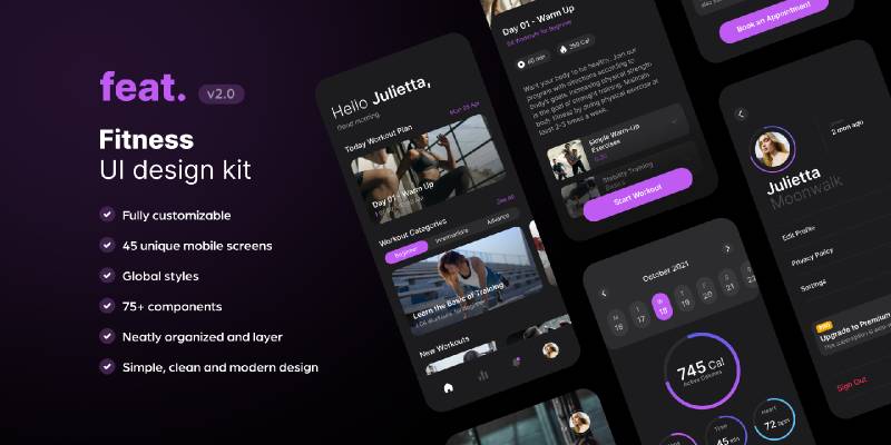 Figma Feat Fitness UI Design Kit