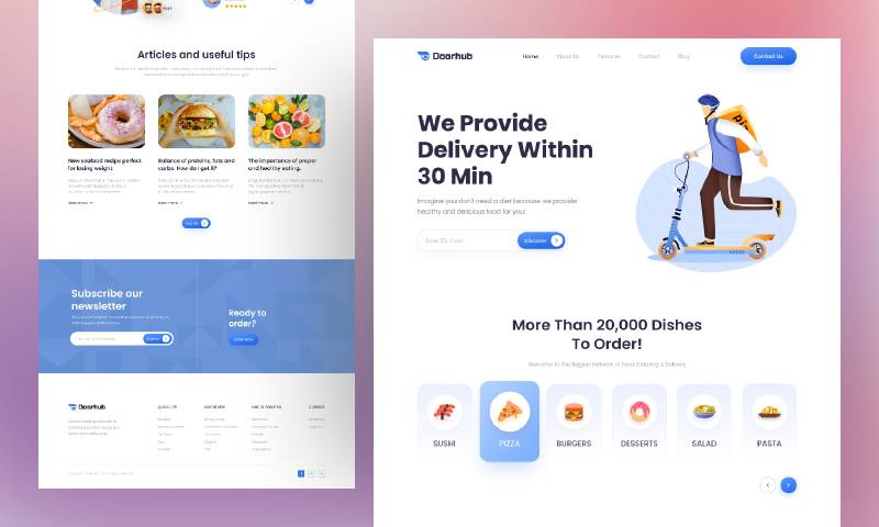 Figma Food Delivery Website Design Free Download