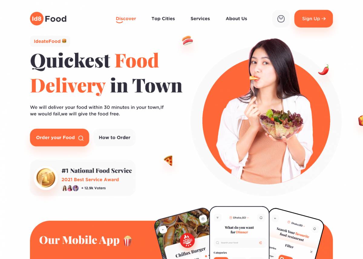 Figma Food Landing page Free Download