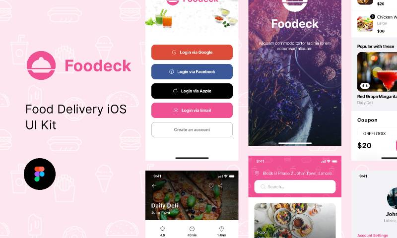 Figma Foodeck - Food Delivery iOS Kit