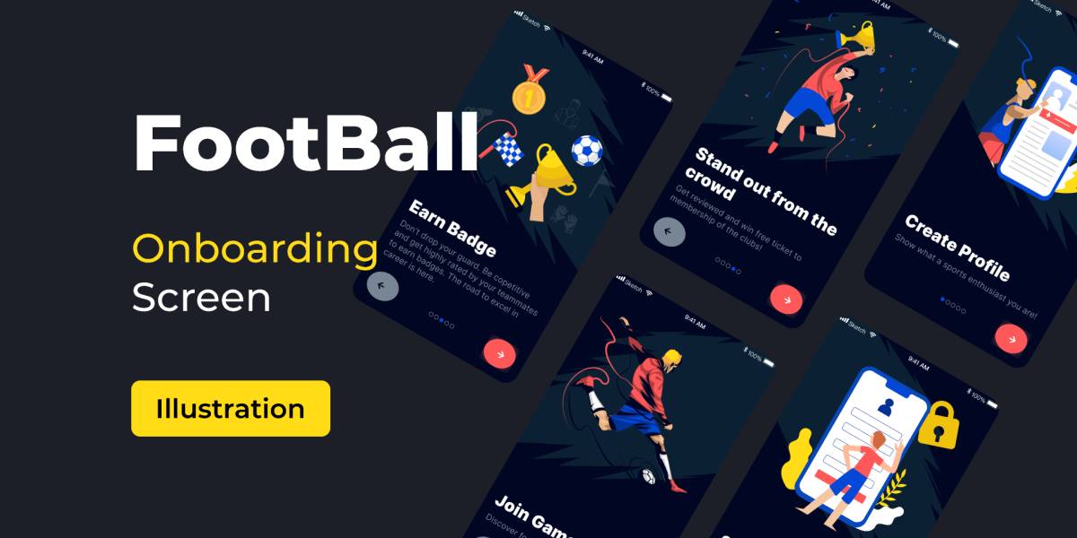 Figma Football onboarding screens