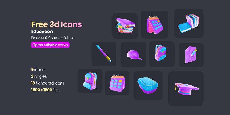 Figma Free 3D Education Icons