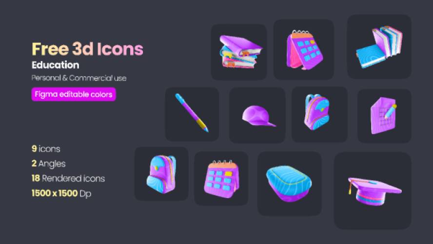 Figma Free 3D Education Icons