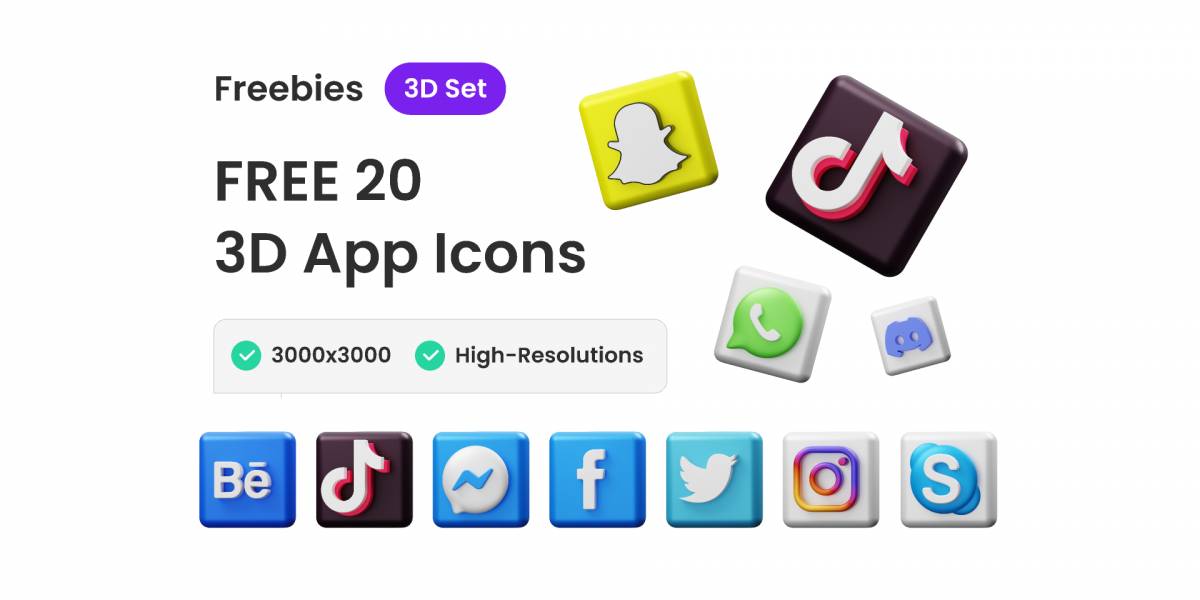 Figma Free 3D Social Media Icons