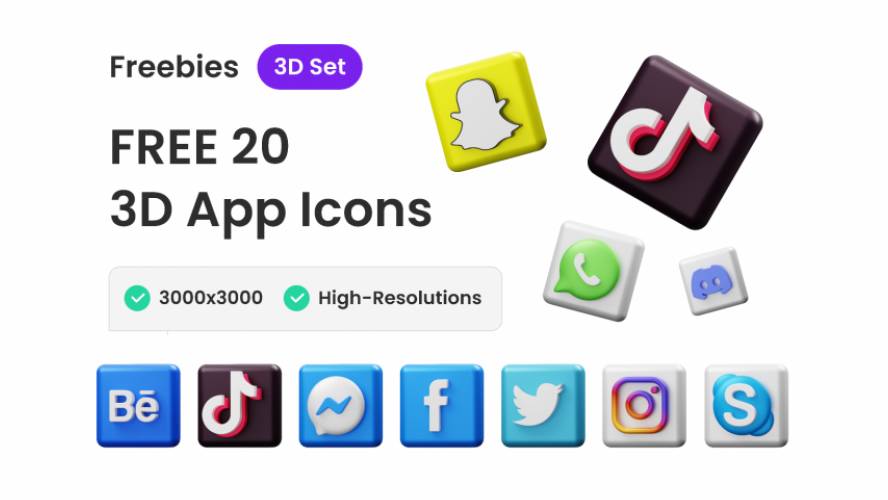 Figma Free 3D Social Media Icons