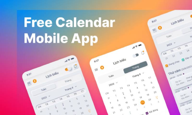Figma Free Calendar app with neumorphism design
