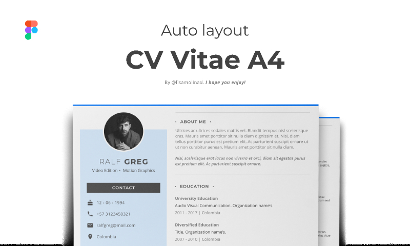 Figma Free CV Vitae - Auto Layout Template