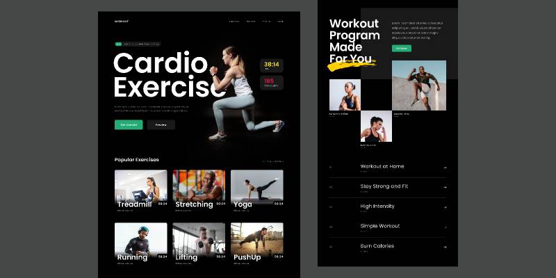 Figma Free Fitness Landing Page