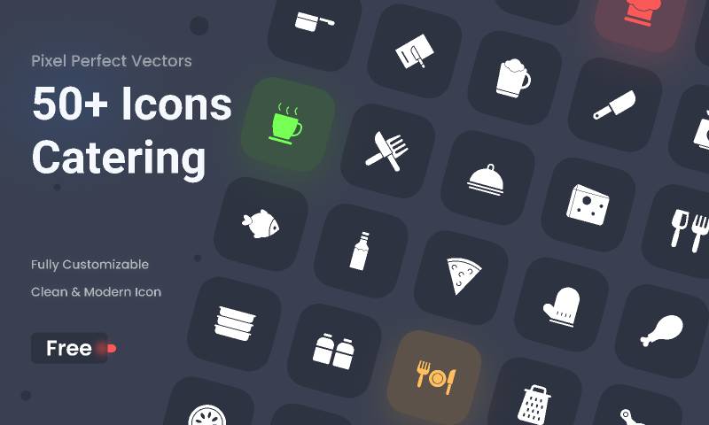 Figma Free Icons Set 50+ Icons Catering