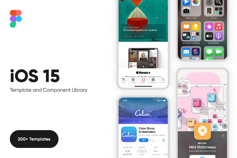 Figma Free iOS 15 templates and Nav Bar component variants