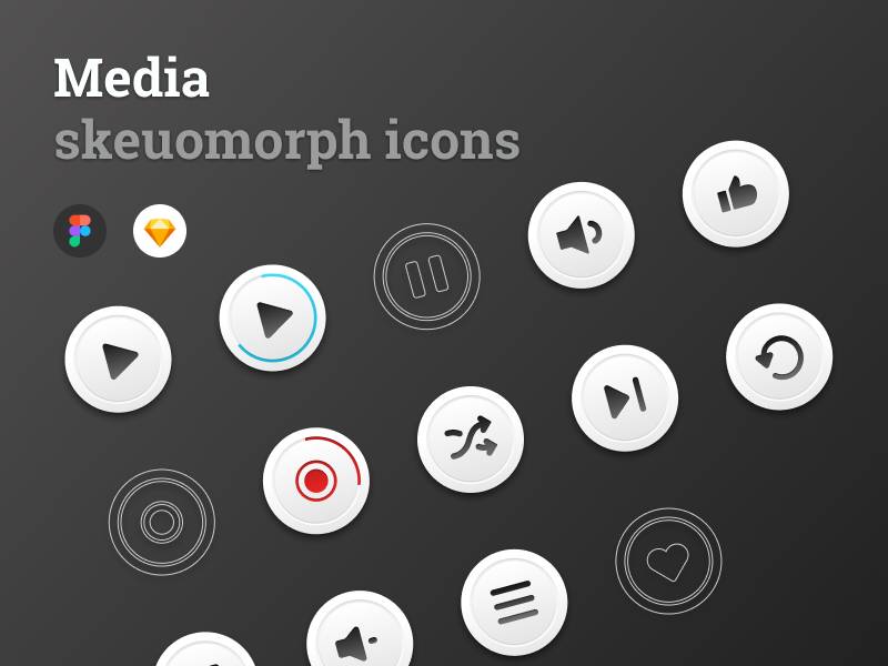 Figma free Media skeuomorph icons (Demo)