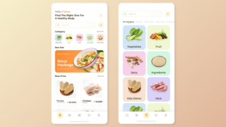 Figma Free Mobile apps Design (Grocery)