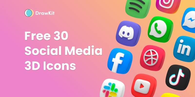 Figma Free Social Media 3D Icons - [DrawKit]