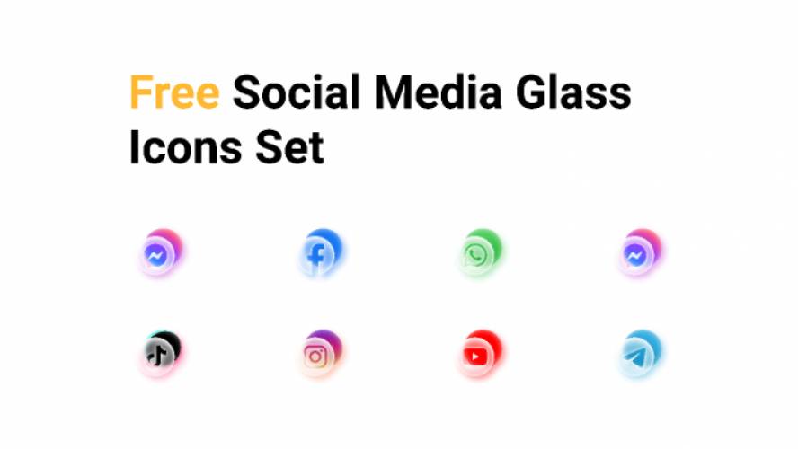 Figma FREE Social Media Glass icons