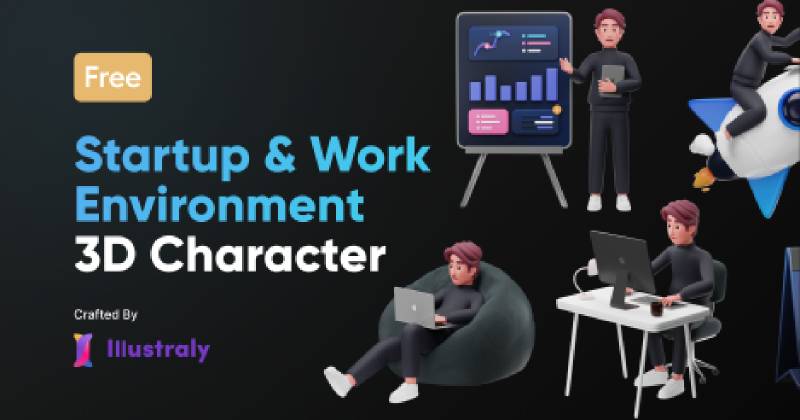 Figma Free Startup & Work Environment 3D Character