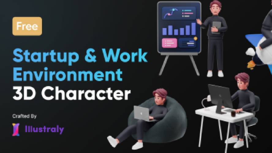 Figma Free Startup & Work Environment 3D Character