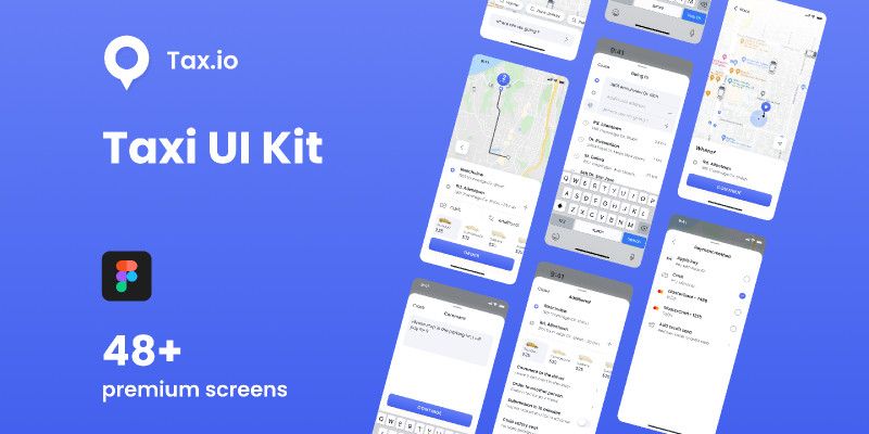 Figma Free Taxi ui kit (Tax.io)