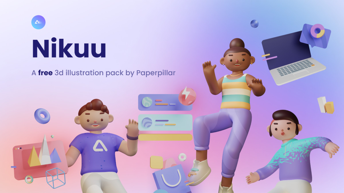 Figma Freebie 3d Illustration Pack (Nikuu by Paperpillar)