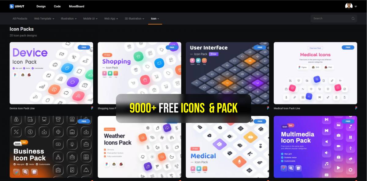 Figma Freebie 9000+ Icons Pack