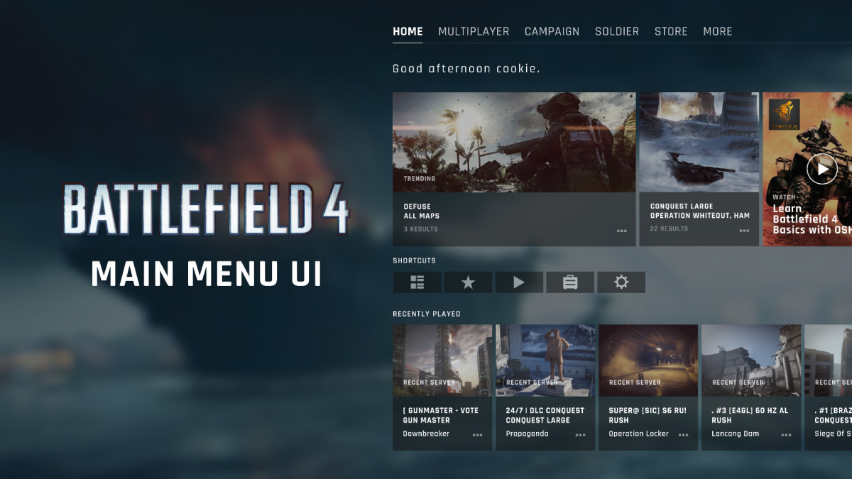 Figma Freebie Battlefield 4 - Main Menu UI Design