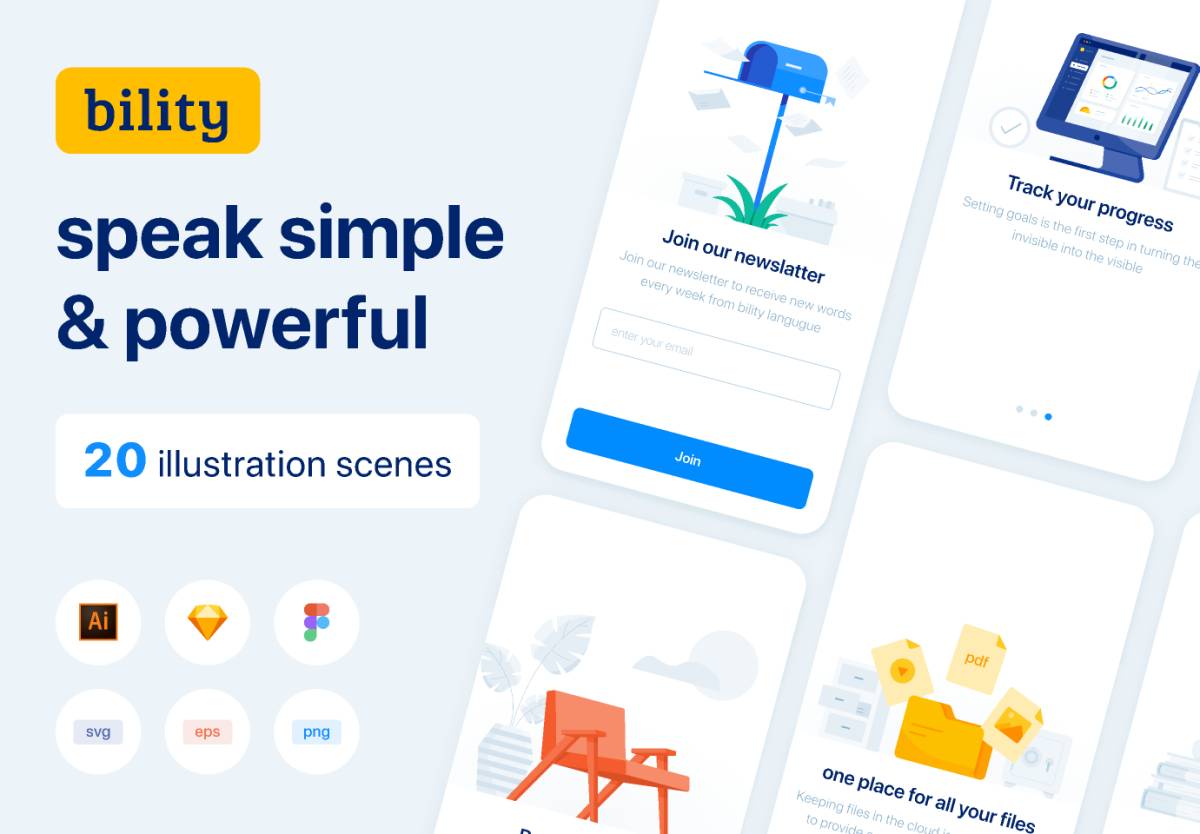 Figma freebie Bility presentation app screen