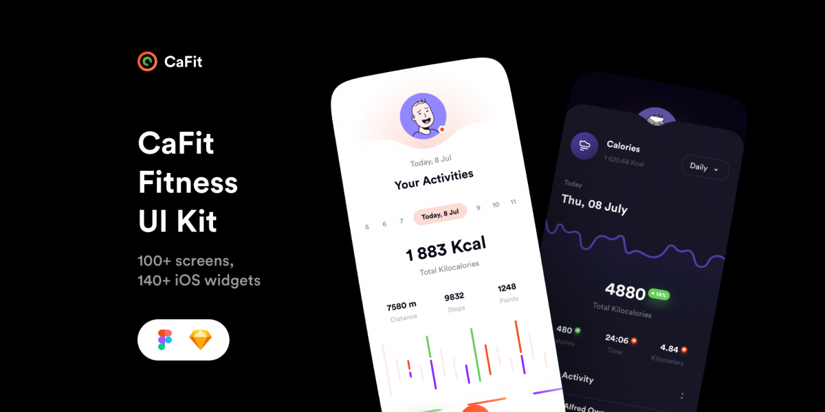 Figma Freebie CaFit Fitness UI Kit