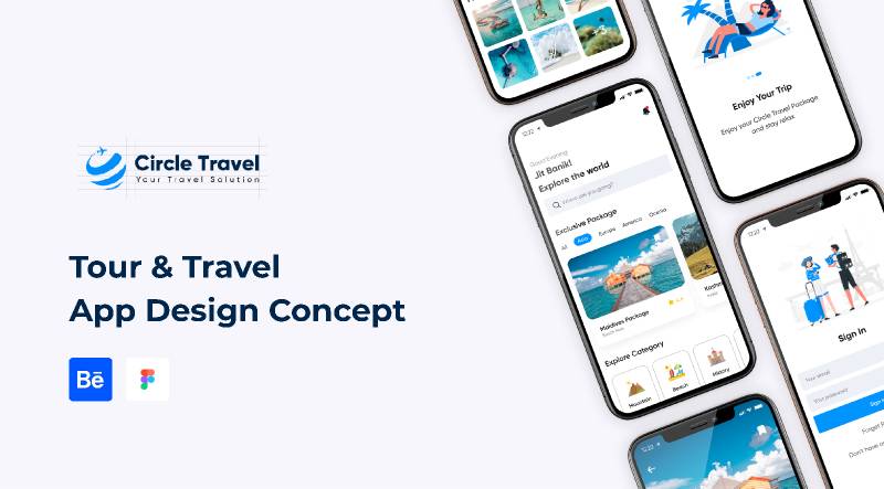 Figma Freebie Circle - Tour and Travel Mobile App