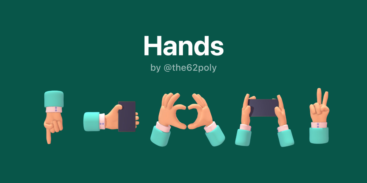 Figma freebie Hand 3D Illustration - 62Poly