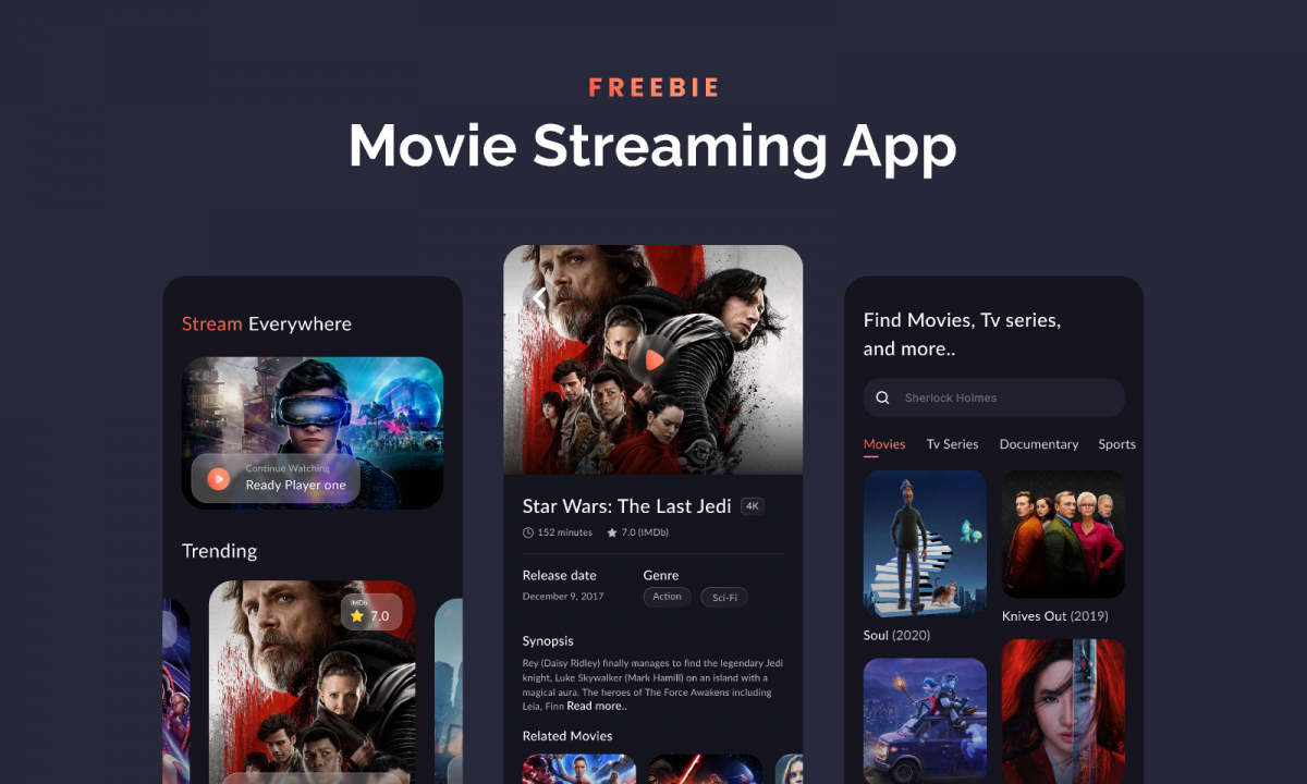 Figma Freebie Movie Streaming App