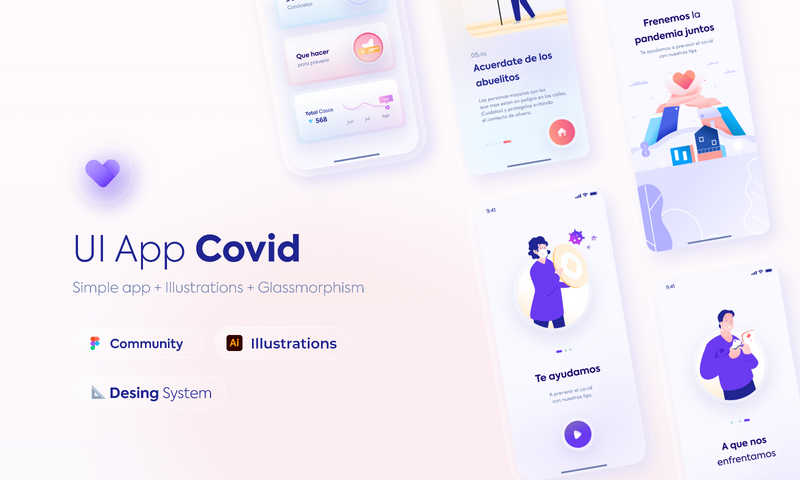 Figma freebie UI App Covid Glass Concept