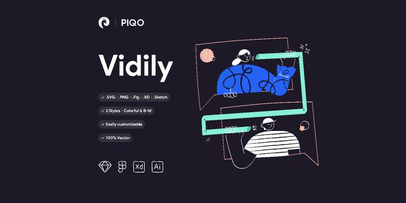 Figma Freebie Vidily Illustrations -40+ Illustrations