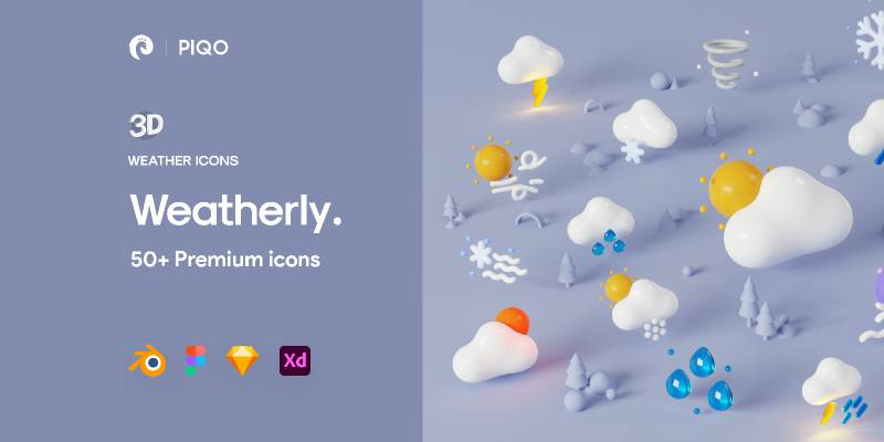 Figma Freebie Weatherly 3D Icons - Demo version