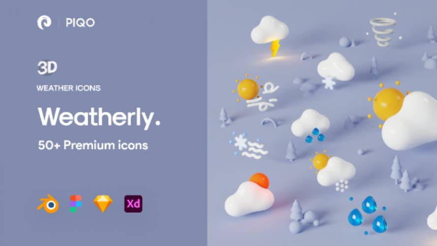 Figma Freebie Weatherly 3D Icons - Demo version