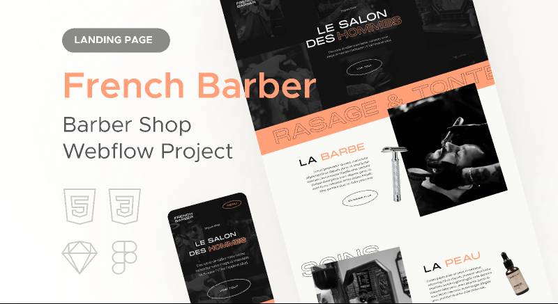 Figma French Barber Ecommerce Landing Template