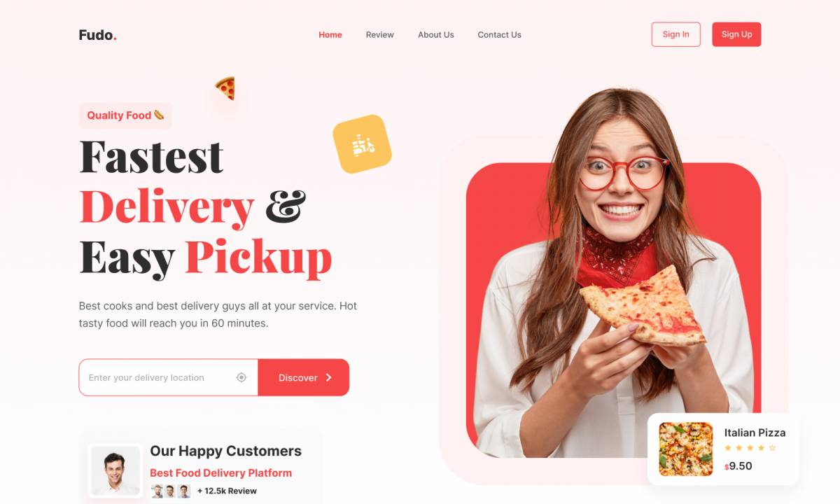 Figma Fudo Food Delivery Landing Page Free Download