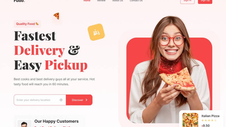 Figma Fudo Food Delivery Landing Page Free Download