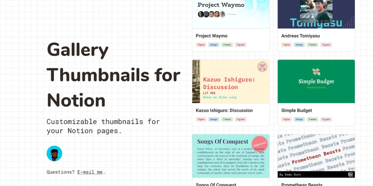 Figma Gallery Thumbnails for Notion