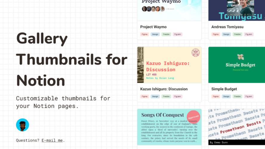 Figma Gallery Thumbnails for Notion