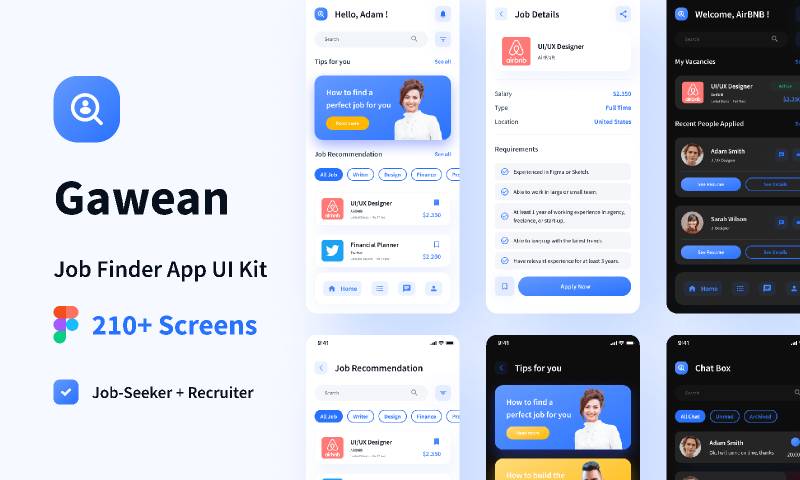 Figma Gawean Job Finder App UI Kit