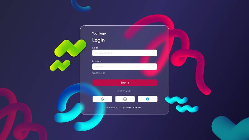 Figma Glass Effect Login Page